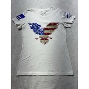 GS Grunt Style Women's Small White American Flag United States Shirt